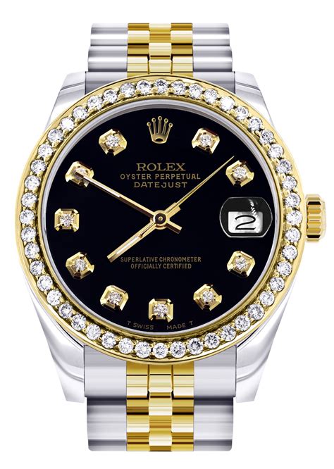 black rolex with diamonds|rolex watch diamond bezel prices.